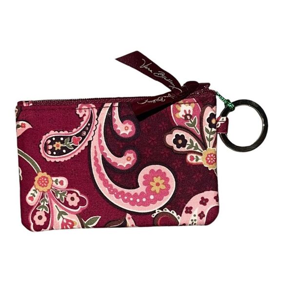 Vera Bradley Piccadilly Plum Zip ID Case Mini Wallet Pink Floral NWT - Picture 2 of 4